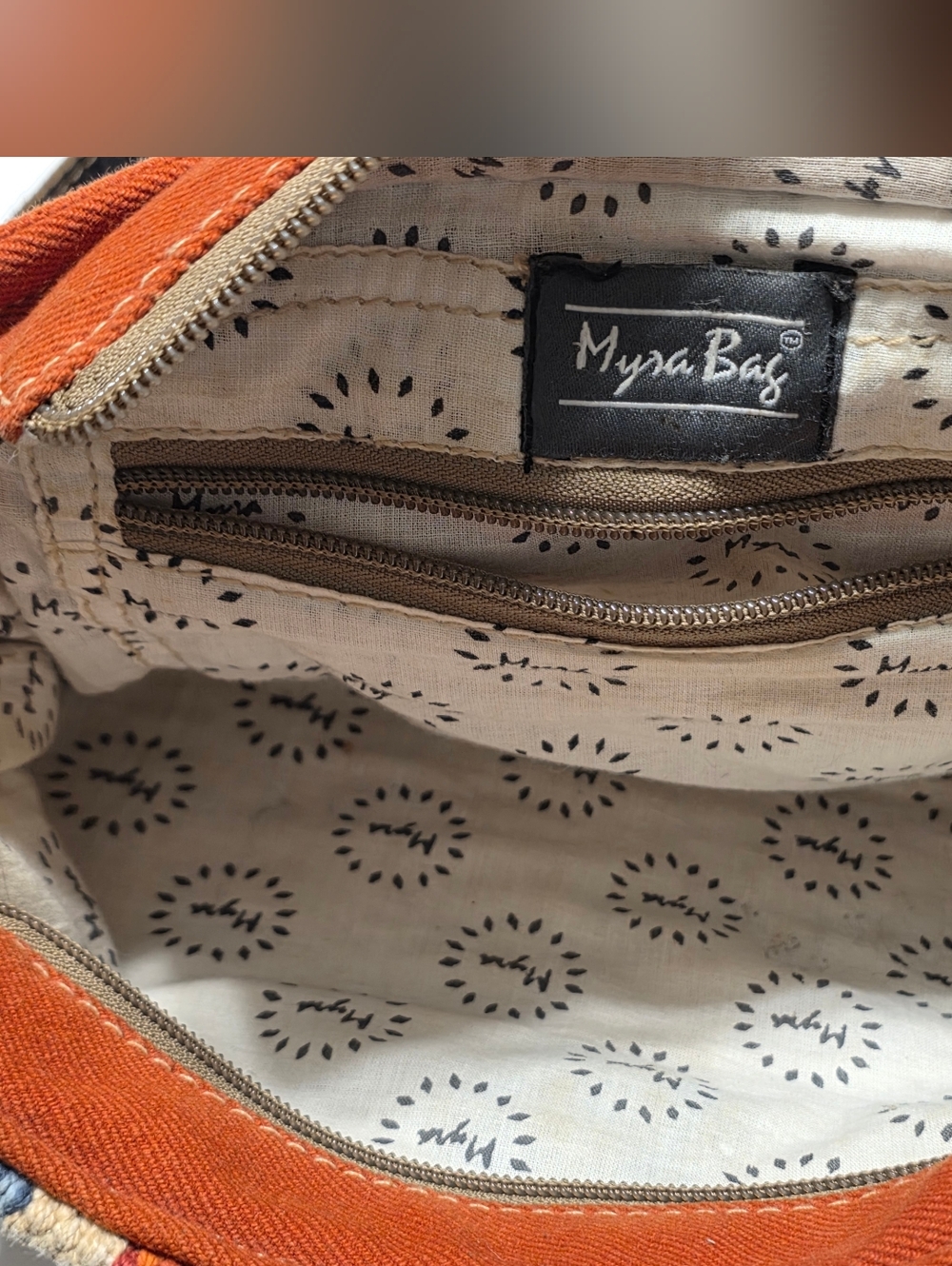 Myra Win Win Crossbody Bag Rustic Brown Leather & Southwestern Canvas Tapestry - Picture 11 of 14